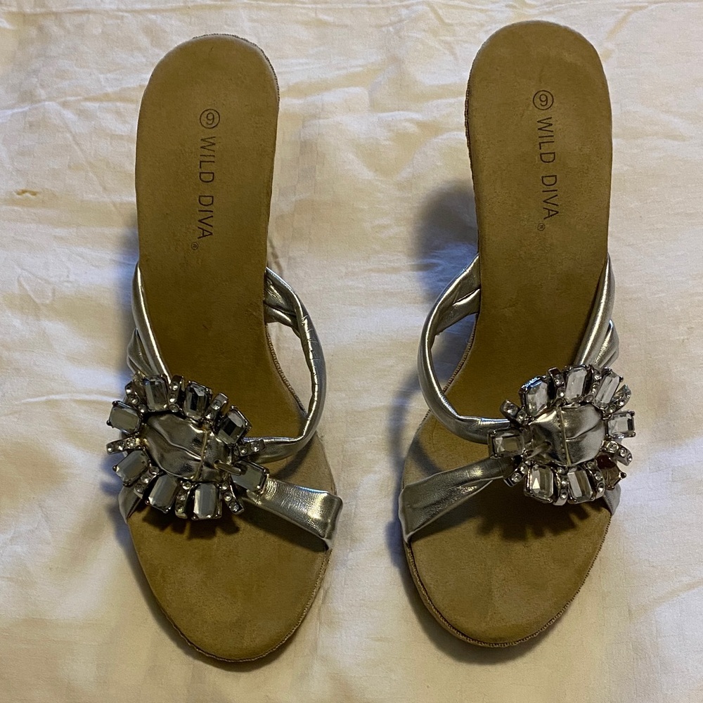 Wild Diva Silver Embellished Sandals